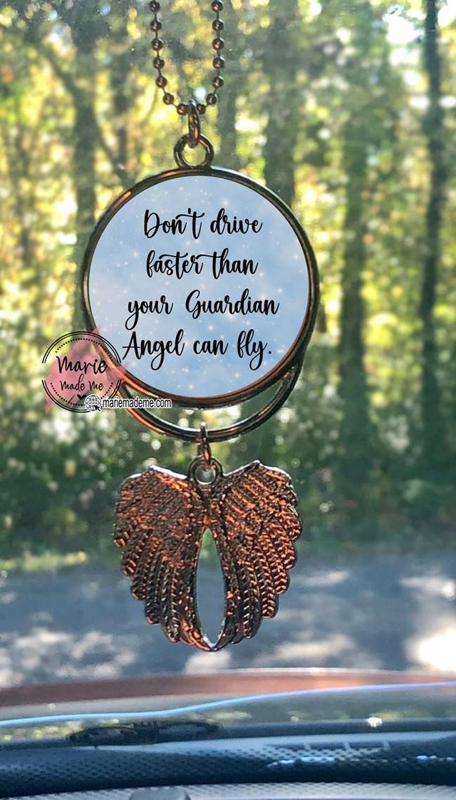 Guardian angel rear hot sale view mirror charms